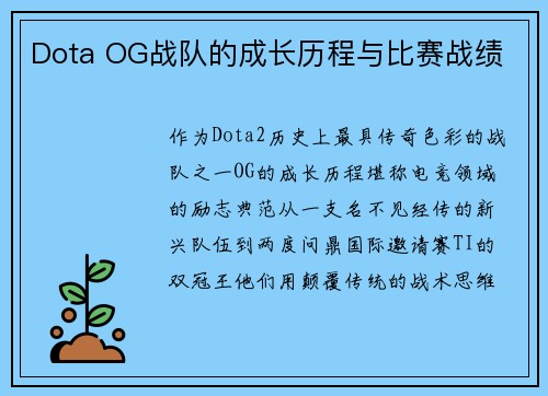 Dota OG战队的成长历程与比赛战绩