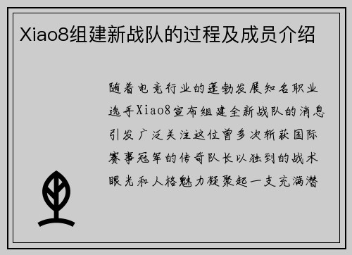 Xiao8组建新战队的过程及成员介绍